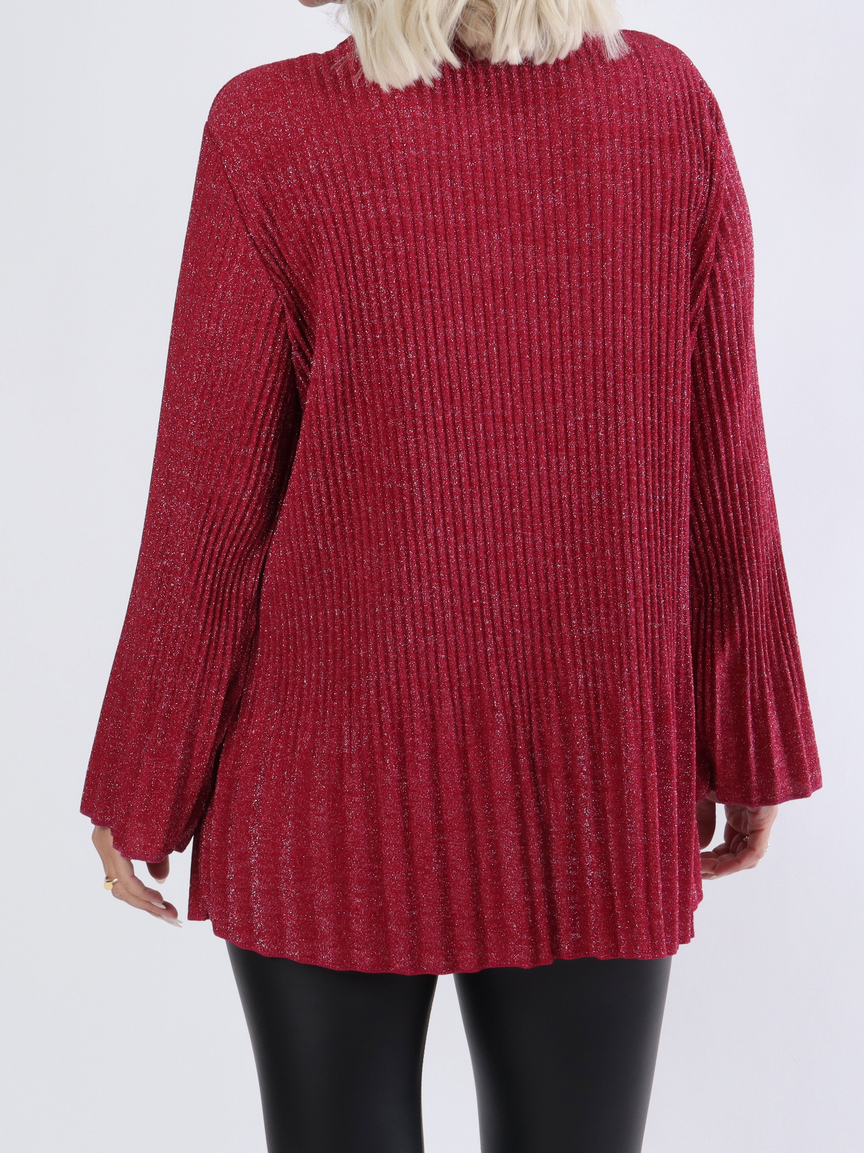 Ricarda - Bluse i glimmerstof med plisseringer